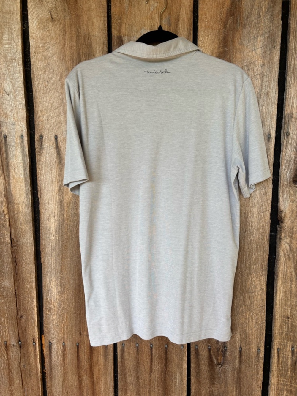 TravisMathew Polo Shirt Men's M Gray Striped Performance Golf Polo Short Sleeve - Picture 2 of 7